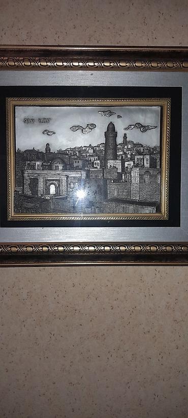 qız resmi: Rəsm tablo – Bakı şəhərinin panoraması (Qız qalası silueti ilə) - — 5