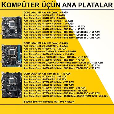 Ana platalar: Kompüter üçün Ana Platalar ⭐DDR3 LGA 1155 Alfa H61 (Yeni) - 55 AZN — 2