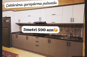 Mətbəx mebeli: Yeni Mətbəx mebeli 590azn Çatdırılma quraşdırma puısuz ölçü 3 mete