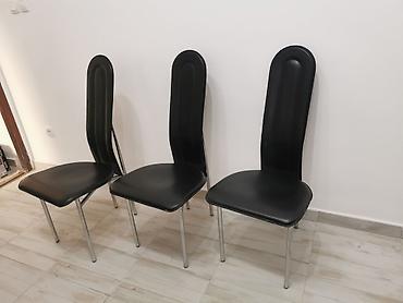 komode oglasi: Set od 6 trpezarijskih stolica – crne, kožne. - Materijal sedišta i — 1