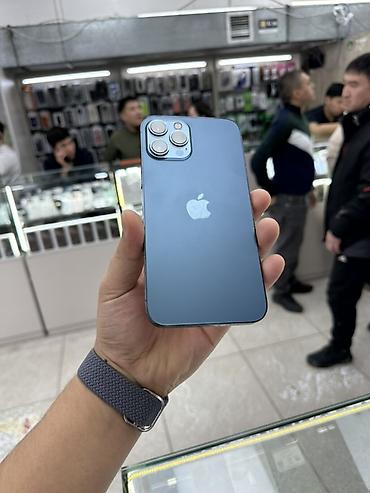Apple iPhone: IPhone 12 Pro Max, Б/у, 128 ГБ, Pacific Blue, Зарядное устройство, Защитное стекло, Чехол, В рассрочку, 100 % — 1