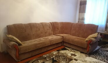 обивка дивана цена: Угловой диван, цвет - Коричневый, Б/у