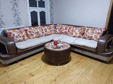 mebel qonaq: Künc divan dəsti - Model: L formalı künc divan və uyğun dairəvi — 2