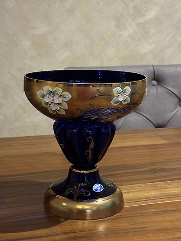 Ev və bağ: Böyük dekorativ qədəh-kasel - Material: qalın, kobalt-mavi şüşə - — 3