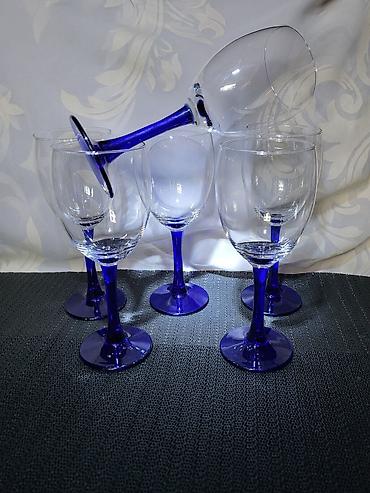 Čaše: Case nove,vintaz holandske za vino. Case staklo,kobaltno staklo,sve — 1