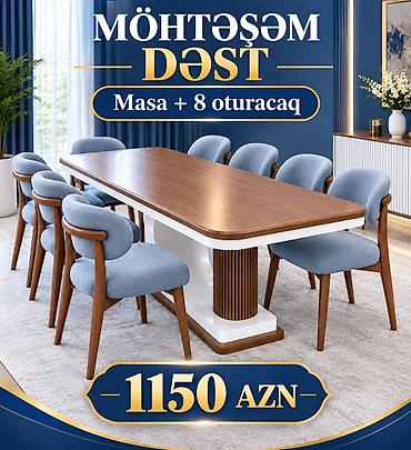 yerden saat: Möhtəşəm Dəst – Masa + 8 oturacaq - Üslub: Müasir klassik dizayn — 1