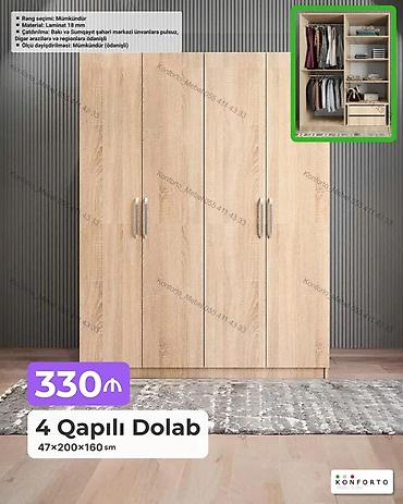 Ev və bağ: 4 qapılı geyim dolabı Ölçülər: 47 × 200 × 160 sm Material: 18 mm — 1