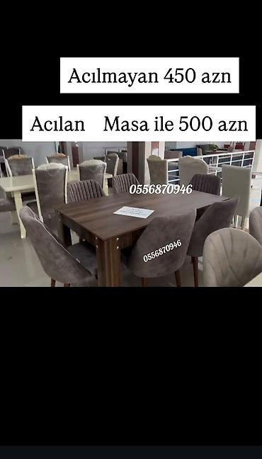kreslo gence: Qonaq otağı üçün, Yeni, Açılan, Dördbucaq masa, 6 stul — 1