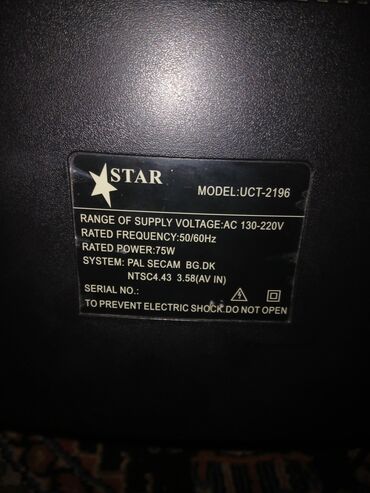 Televizorlar: STAR markalı kineskop televizor Xüsusiyyətlər: - Ekran: CRT — 9