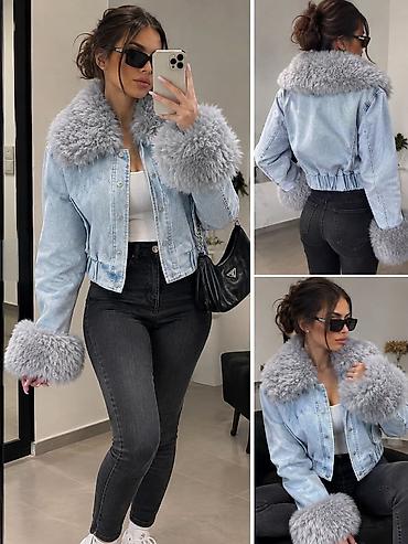 mana svecane haljine: ❄️ HIT MODEL – JEANS JAKNA SA KRZNOM! 🤍 ✨ Moderna, efektna i savršena — 1
