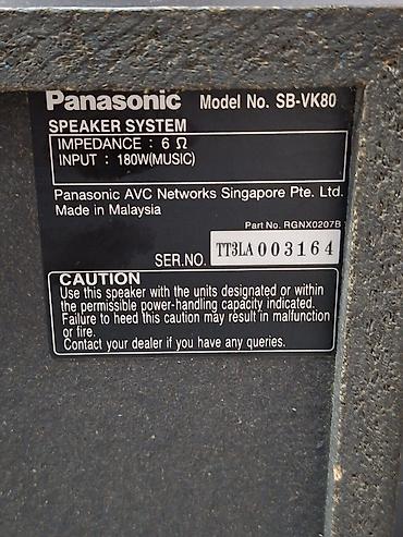 Музыкальные центры: Musiqi mərkəzi,dinamiklər.Kolonkalar "Panasonic".180w 6 om — 3