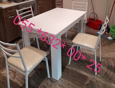 Masa və oturacaq dəstləri: Mətbəx üçün, Yeni, Açılmayan, Kvadrat masa, 4 stul — 12