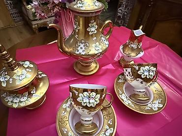 cay: Çay dəsti, rəng - Qızılı, Farfor — 1