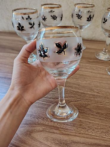 dibcek qablari: Qədəhlər, rəng - Qızılı, Şüşə, 6 ədədli dəst — 3