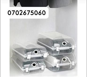 plastik dolabı: Şəffaf qapaqlı ayaqqabı saxlama qutuları - Material: möhkəm plastik — 1