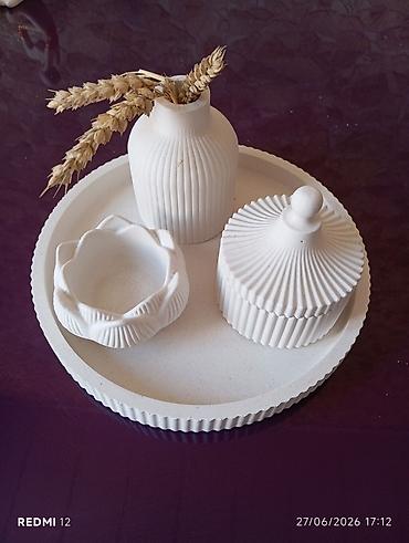 Текстиль: Dekorativ beton aksesuar dəstləri - Material: dekorativ beton/daş — 1