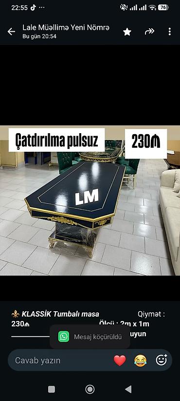 ⚜️ *_KLASSİK Tumbalı masa_* Qiymət : *230₼* lalafo.az -da ⚜️ *_KLASSİK Tumbalı masa_* Qiymət : *230₼*