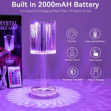 Stol lampaları: Kristal Stolüstü Lampa✨ Qiymət : 25 AZN💫 Həm pult ilə, həm də — 5