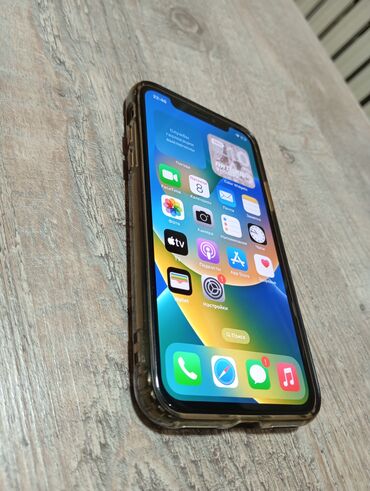 постой телефон: IPhone X, Б/у, 64 ГБ, Jet Black, Чехол, 74 %