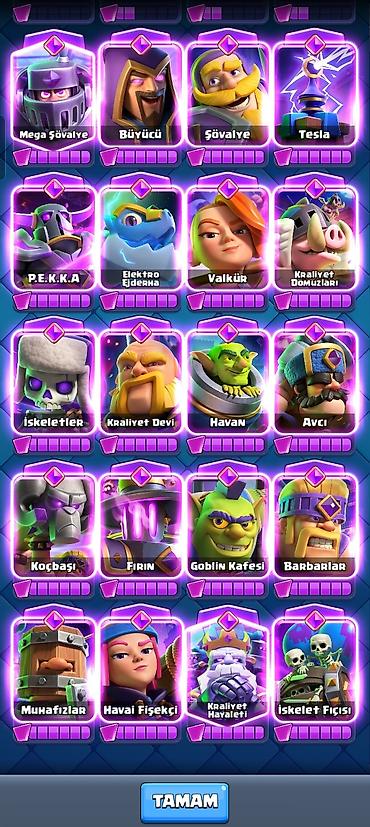 Digər kolleksiyalar: Clash Royale hesabı - Kral səviyyəsi: 62 - Kupa: 11 542+ - Qızıl: 91 — 5