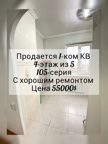 Продажа домов: 1 комната, 36 м², 105 серия, 4 этаж, Евроремонт