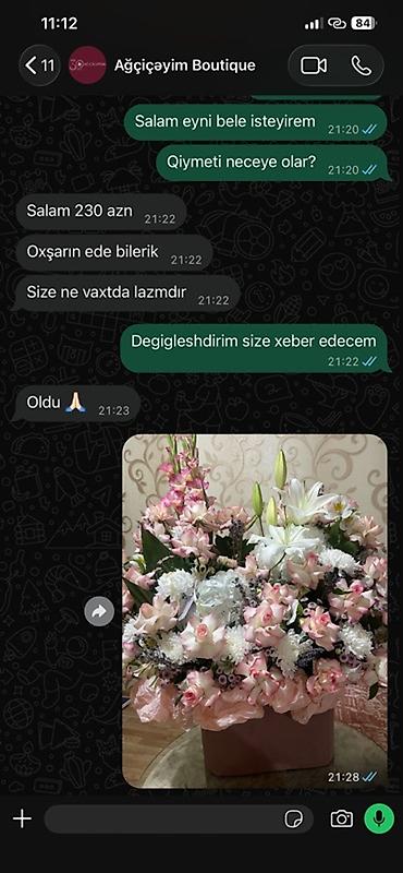 гул апа: Böyük ölçülü premium çiçək kompozisiyası Ağ ciceyimnen 230 azn alinib — 2