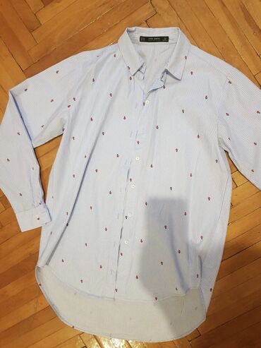 летняя рубашка: Рубашка Голубая ZARA