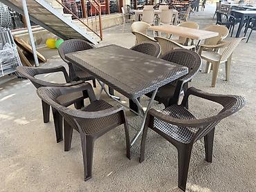 plastik kamod: Məhsul: Açıq məkan üçün stol-stul dəsti - Komplekt: 1 ədəd düzbucaqlı — 2