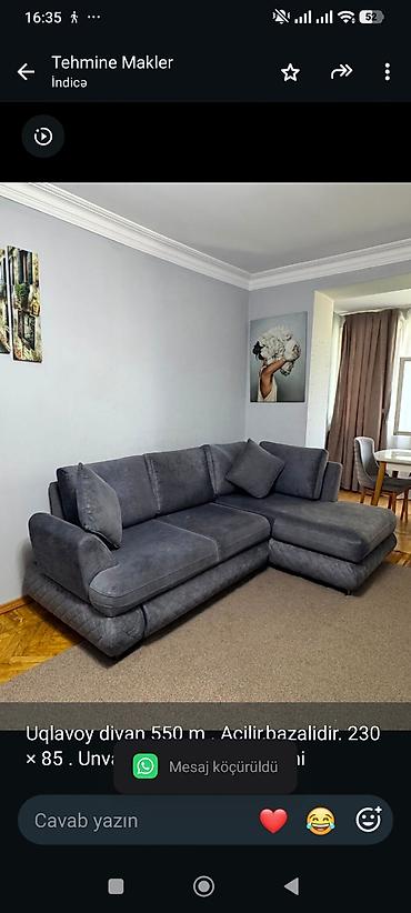 Uqlavoy divan 550 m . Acilir,bazalidir. 230 × 85 . Unvan