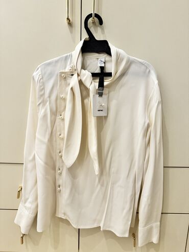 блуза женская: Блузка, Классикалык модель, Пахта, Solid print