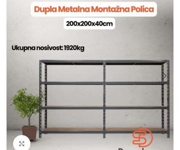 police za ostavu: Dupla Metalna Montažna Polica dimenzija 200x200x40cm 1920kg