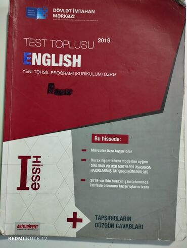 ədəbiyyat test toplusu 2019 pdf indir: İngilis dili 1-ci hissə test toplusu 2019