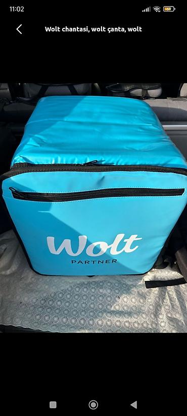 paksan: Wolt çatdırılma çantası tep teze - Rəng: mavi, Wolt Partner loqolu - — 1