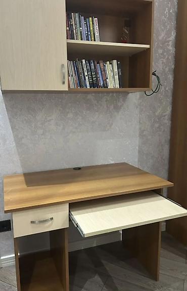 kunc ref: Düz masa, Polkalı, Siyirməli, MDF — 3