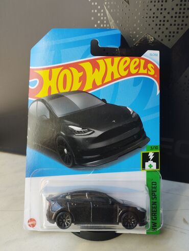 2107 modeli: Hot Wheels Tesla Model Y (Qara versiya) HW Green Speed 3/10 Uzun