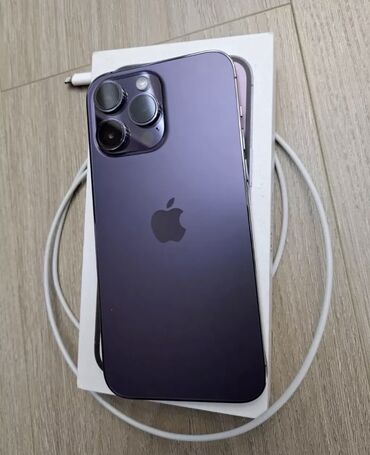 Apple iPhone: IPhone 14 Pro Max, Новый, 256 ГБ, Deep Purple, Защитное стекло, 100 %
