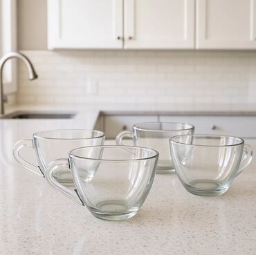fen qabi: Fincanlar, rəng - Ağ, Şüşə, 6 ədədli dəst, 250 ml, Çexiya