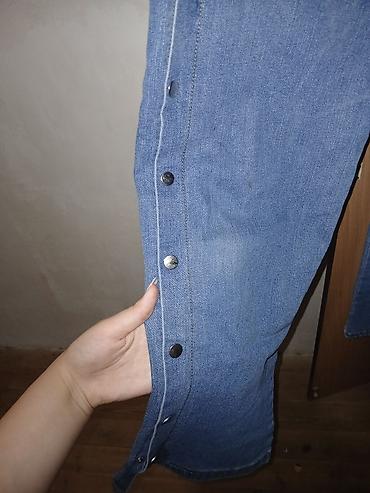 yeni model şalvarlar: Yenidir sayılı sayda geyinilibb. Mavi denim qadın cins şalvar Razmer  — 3
