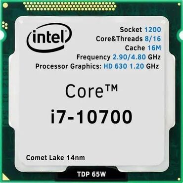 Prosessorlar: Prosessor Intel Core i7 10700, > 4 GHz, > 8 nüvə