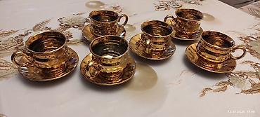 qızıl balıq: Çay dəsti, rəng - Qızılı, Keramika — 9