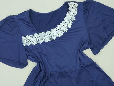granatowa bluzka damska z krótkim rękawem: Bluzka damska, rozmiar S