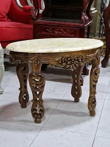 120 cm: Stilski sto (ovalni) drvo - mermer Dobro stanje Sirina 70 cm Dubina — 3