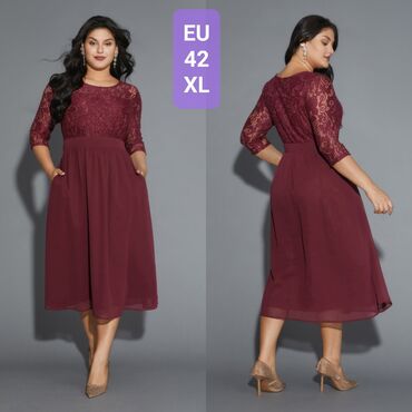 svilene spavacice: XL (EU 42), color - Burgundy, Evening, Long sleeves