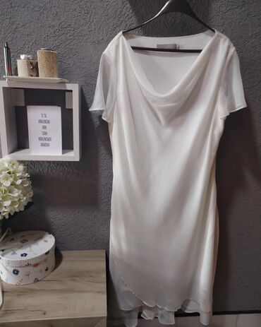 bela sako haljina: L (EU 40), XL (EU 42), bоја - Bela, Koktel, klub, Kratkih rukava