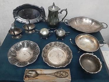 Çay dəsti, rəng - Gümüşü, Metal