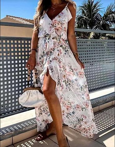Haljine: Duga letnja haljina s cvetnim dezenom - Kroj: maxi dužina, lepršava — 11
