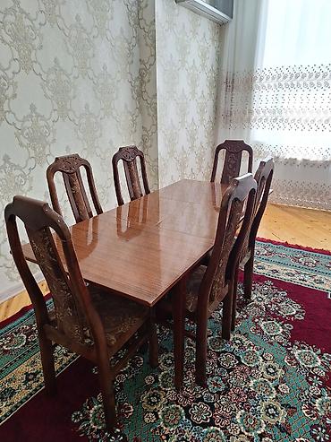 aile agaci: Klassik üslublu yemək masası və 6 ədəd stul dəsti - Material: kütük — 3