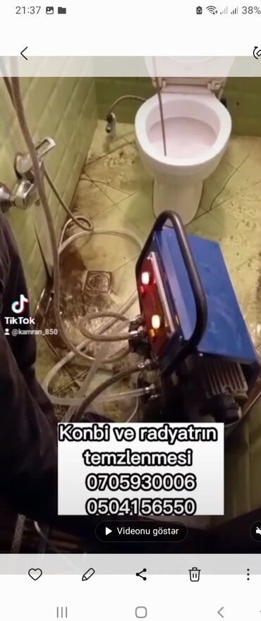 Konbi rddiyatrların su xetlerin temzlenmesi