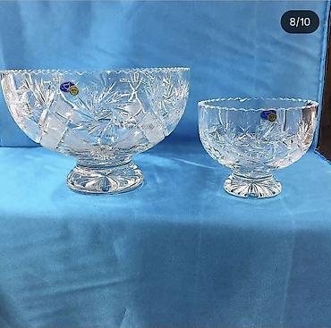 zangan glass: Xrustal konfet murebbe sirniyyat qabi . Kənaqədi (kristal) ayaqlı qab — 3