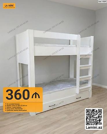 İki mərtəbəli çarpayı – La Mini - Material: ağ rəngdə, minimal dizayn